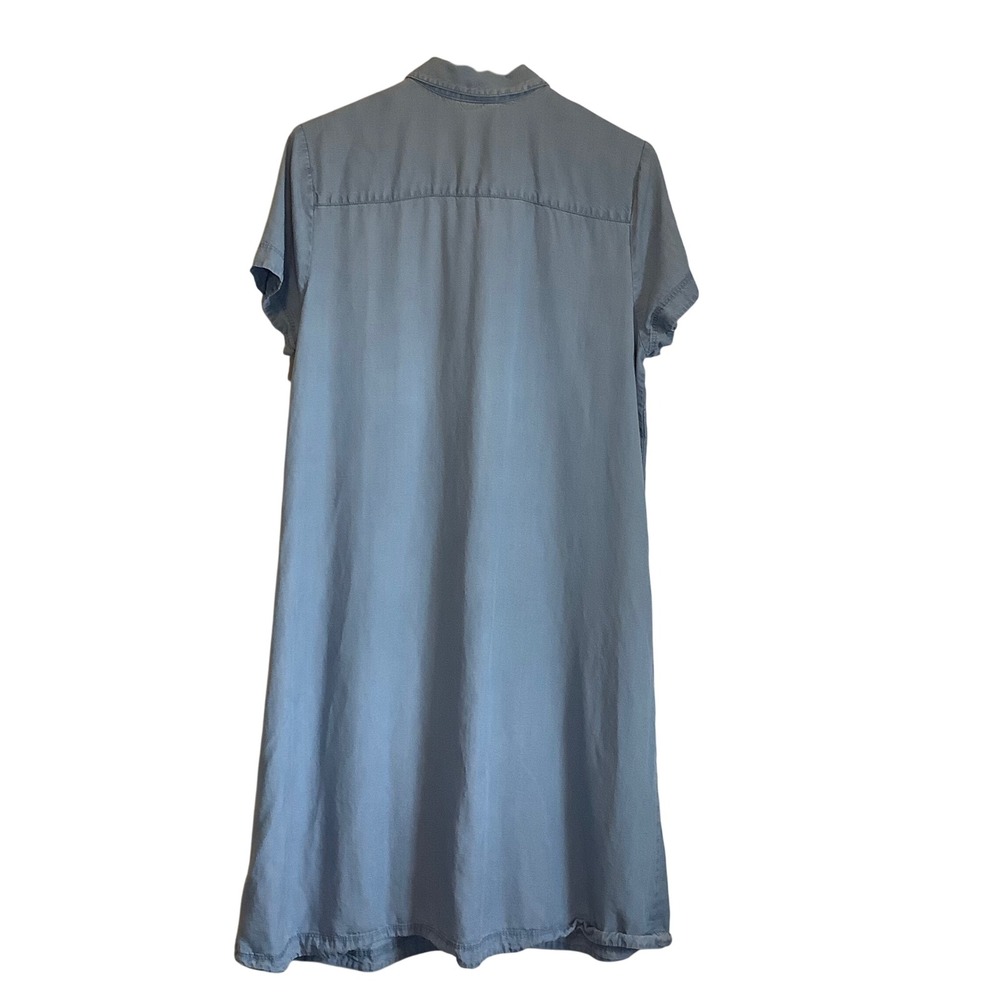 J. Jill Denim Tencel Lyocell Shirt Dress Blue Short Sleeve Button Front M Tall - Picture 7 of 16